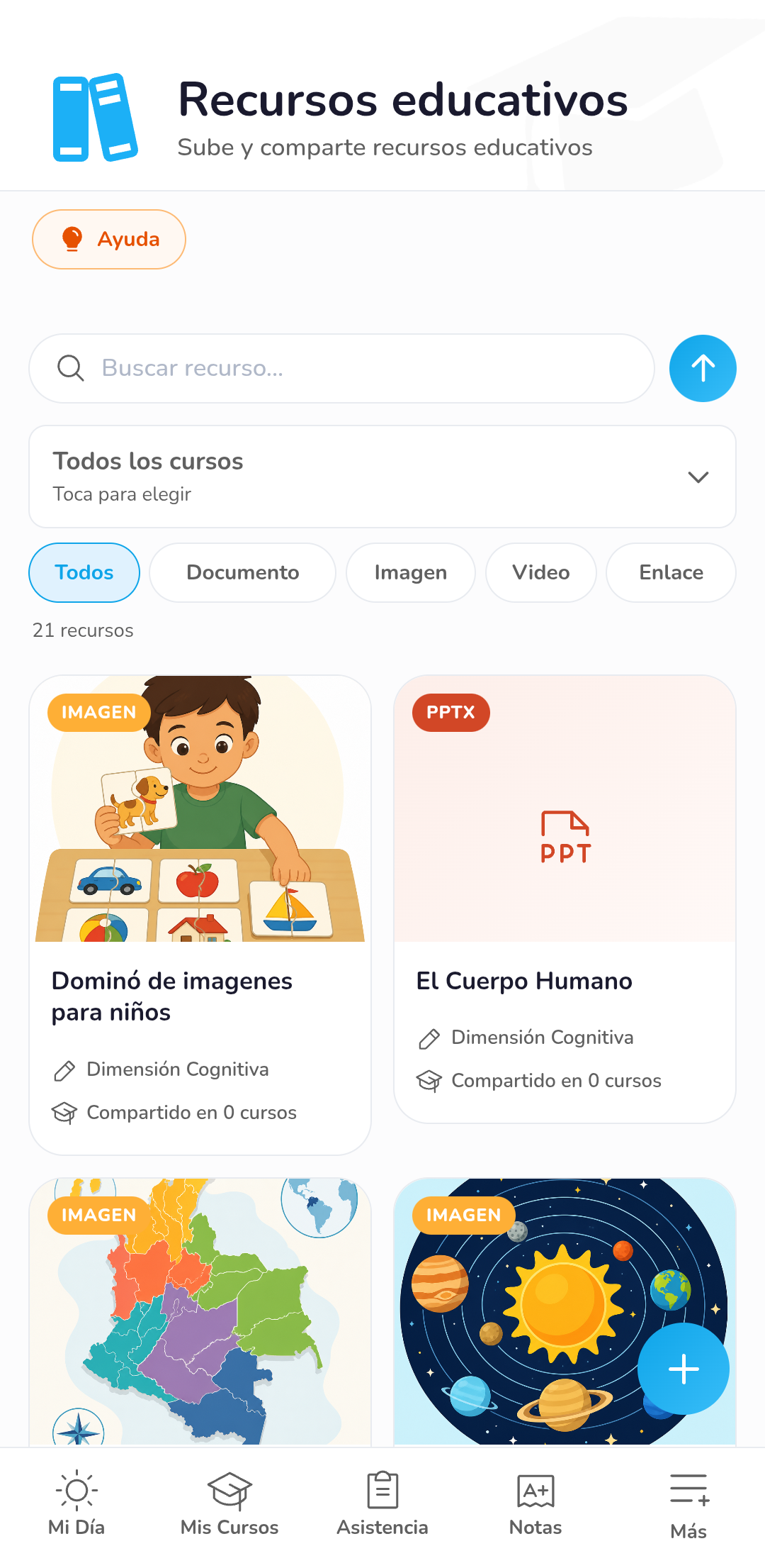 Recursos educativos para las clases en DocCF App
