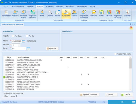 Plataforma DocCF • Control de Asistencia, Registro e Informes de Ausentismo Escolar