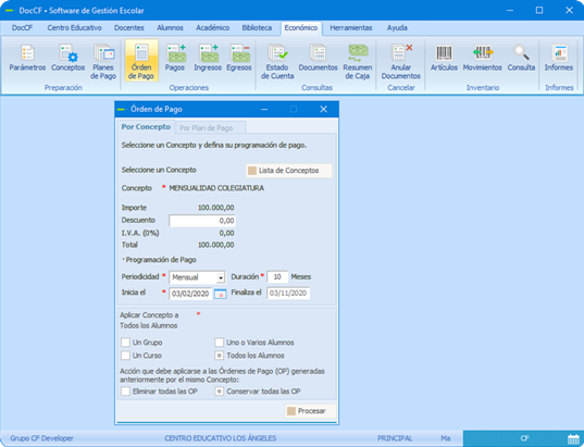 Plataforma DocCF • Generación y Programación de Órdenes de Pago