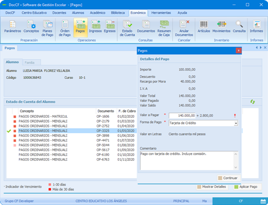 Plataforma DocCF • Registro y Gestión de Pagos Escolares