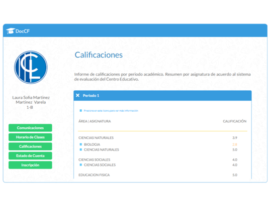 Plataforma DocCF • Módulo de Gestión Escolar Web