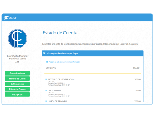 Plataforma DocCF • Módulo de Gestión Escolar Web