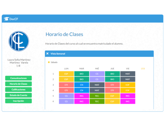 Plataforma DocCF • Módulo de Gestión Escolar Web