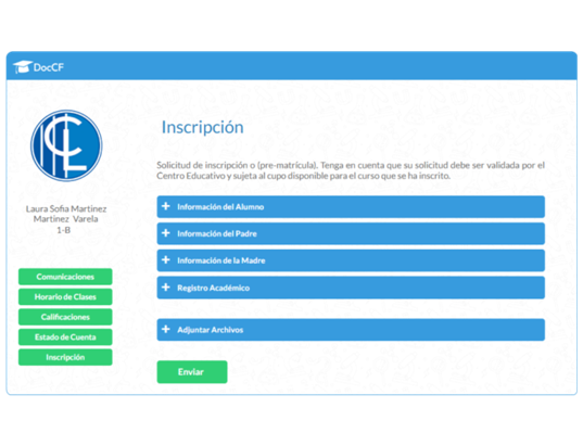Plataforma DocCF • Módulo de Gestión Escolar Web